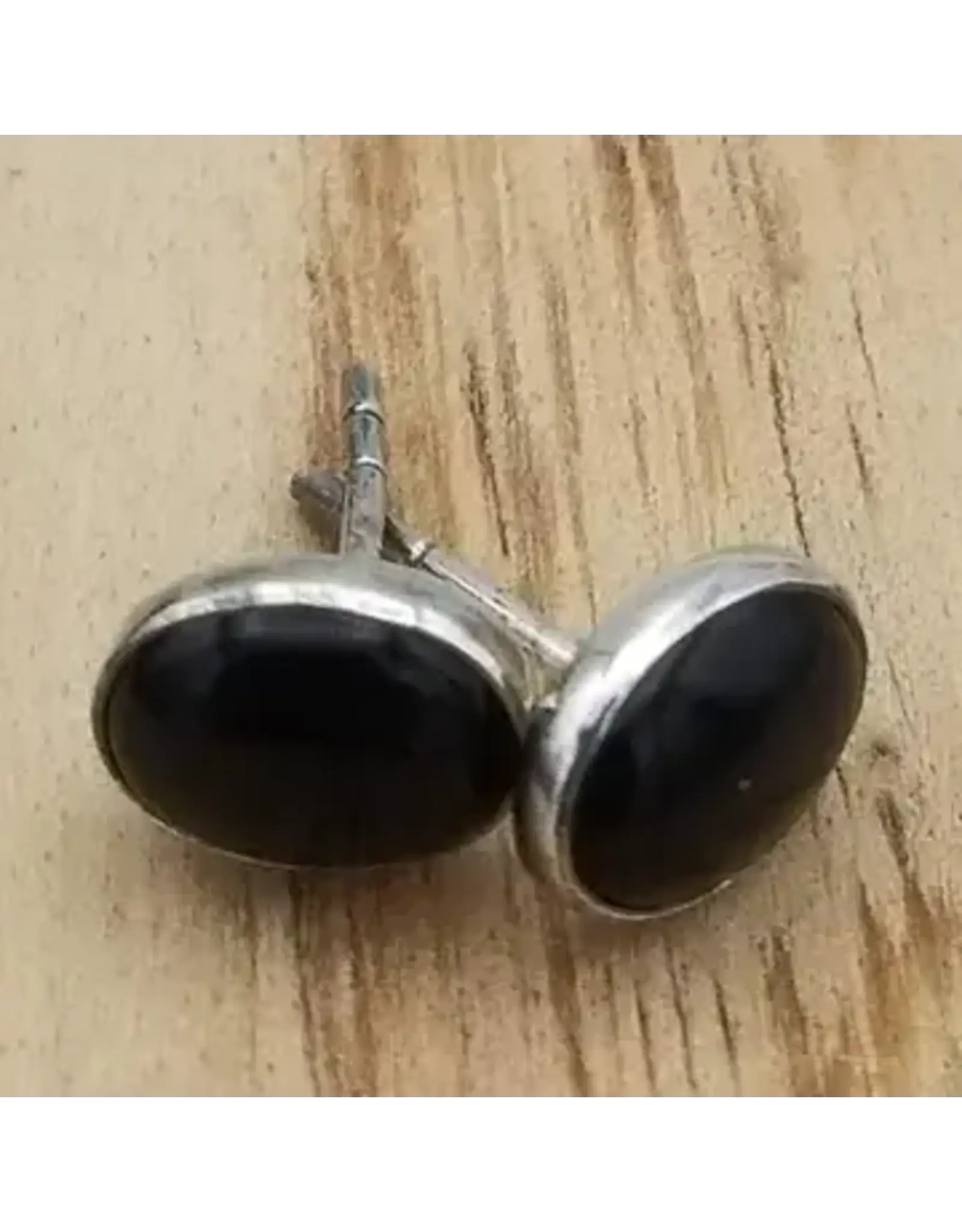 Sterling and Oval Black Onyx Studs, India