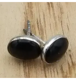 Sterling and Oval Black Onyx Studs, India