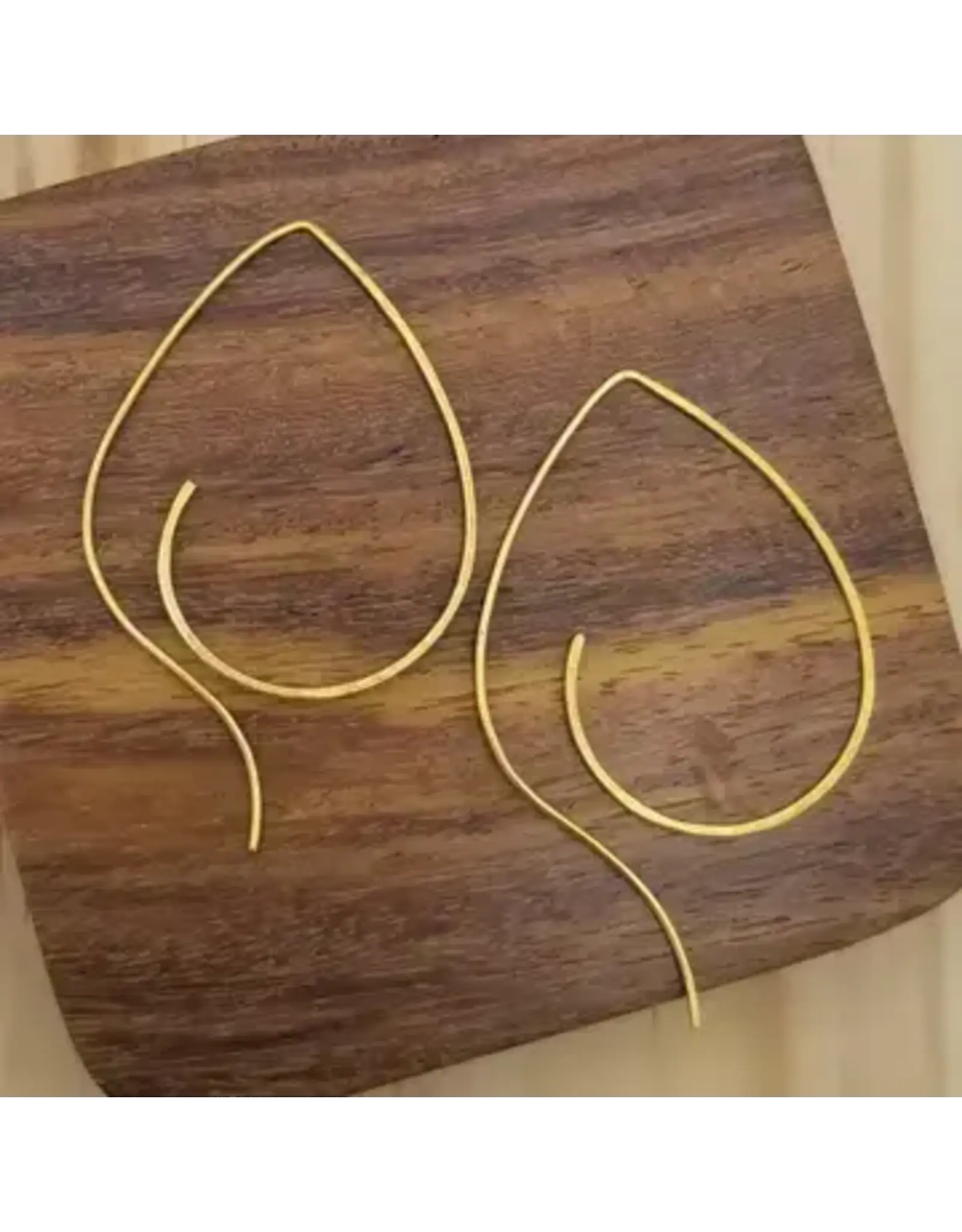 Pipal Leaf Brass Threader Earrings, India