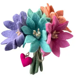 Handmade Felt Flower Spring Maya Bouquet, Nepal