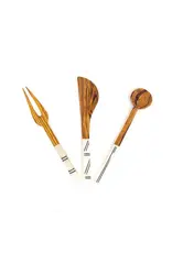 Simple Batik Olive Wood Appetizer Set of 3, Kenya
