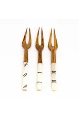 Simple Batik Olive Wood Fork (Set of 3), Kenya