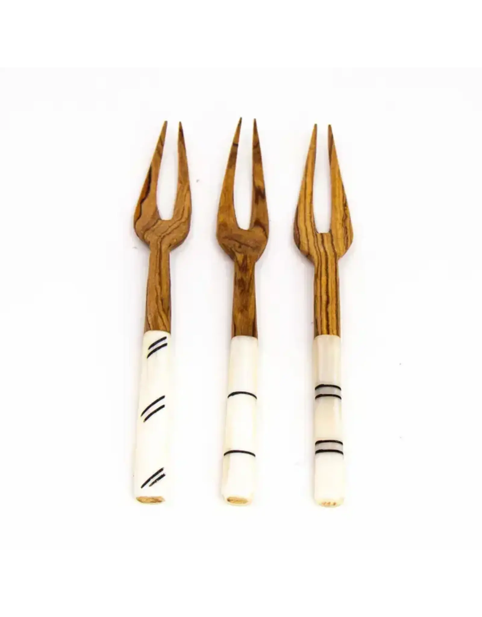 Simple Batik Olive Wood Fork (Set of 3), Kenya