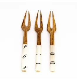 Simple Batik Olive Wood Fork (Set of 3), Kenya