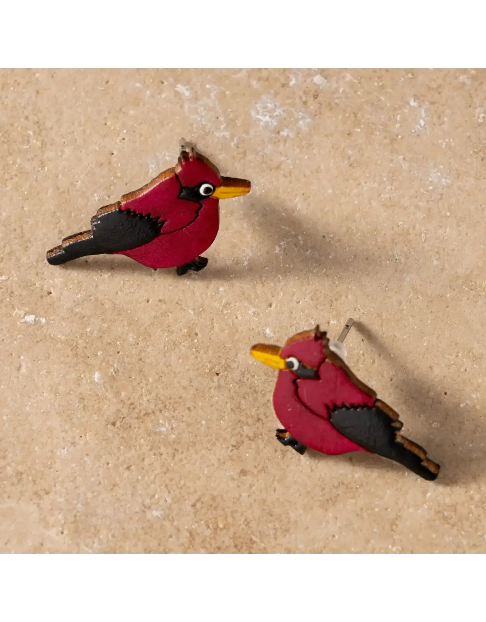 Carmesi Cardinal Gourd Earrings, Colombia