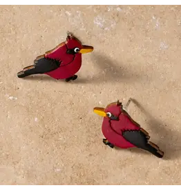 Carmesi Cardinal Gourd Earrings, Colombia