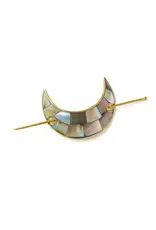 Chandra Crescent Moon Hair Pin with Stick - Mother of Pearl