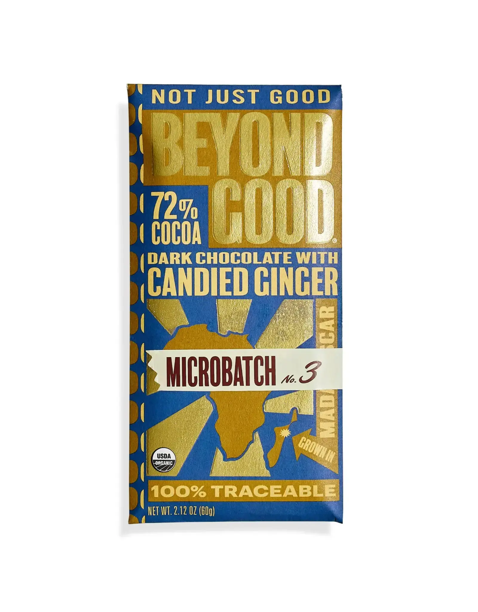 Microbatch, 72% Cocoa Dark Chocolate with Candied Ginger