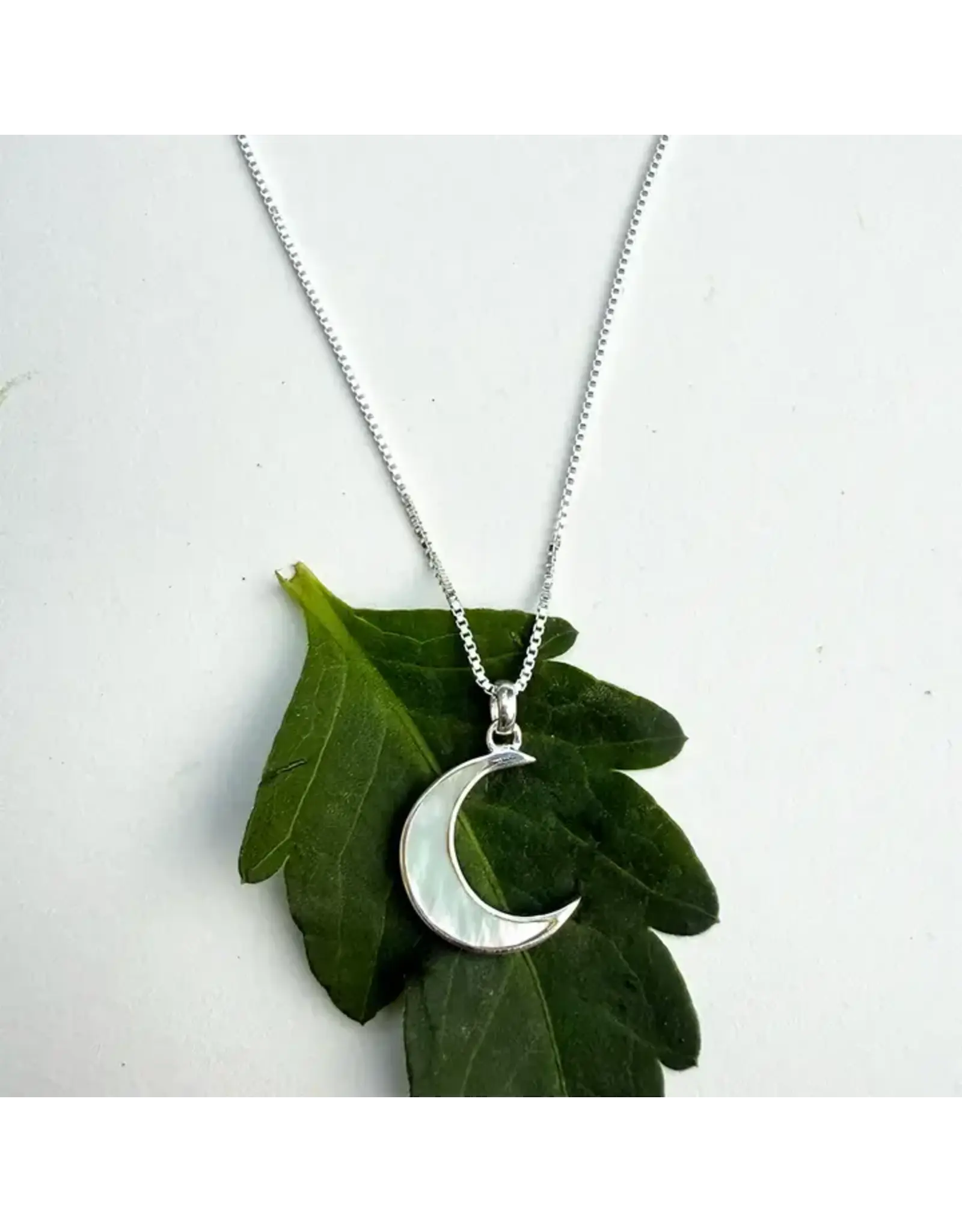 Mother of Pearl Moon Necklace - Sterling Silver, Indonesia