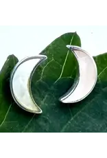 Mother of Pearl Moon Studs - Sterling Silver, Indonesia