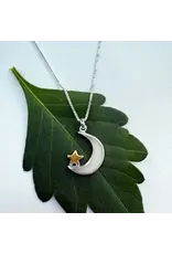 Mother of Pearl Moon and Star Necklace, Sterling Silver, Indonesia