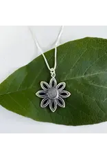 Labradorite Flower Necklace, Sterling Silver
