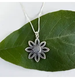 Labradorite Flower Necklace, Sterling Silver