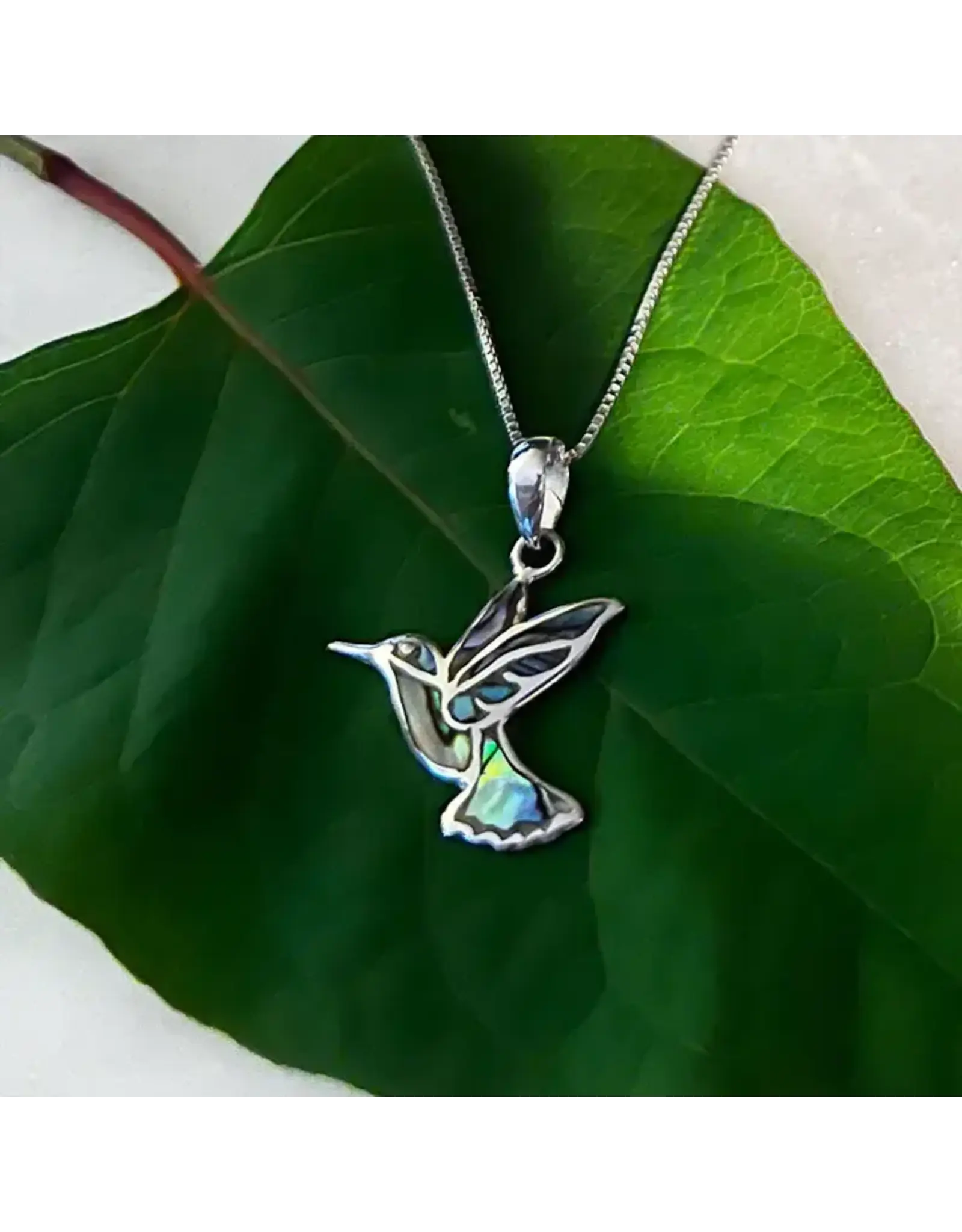 Abalone Hummingbird Necklace Sterling Silver