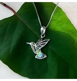 Abalone Hummingbird Necklace Sterling Silver