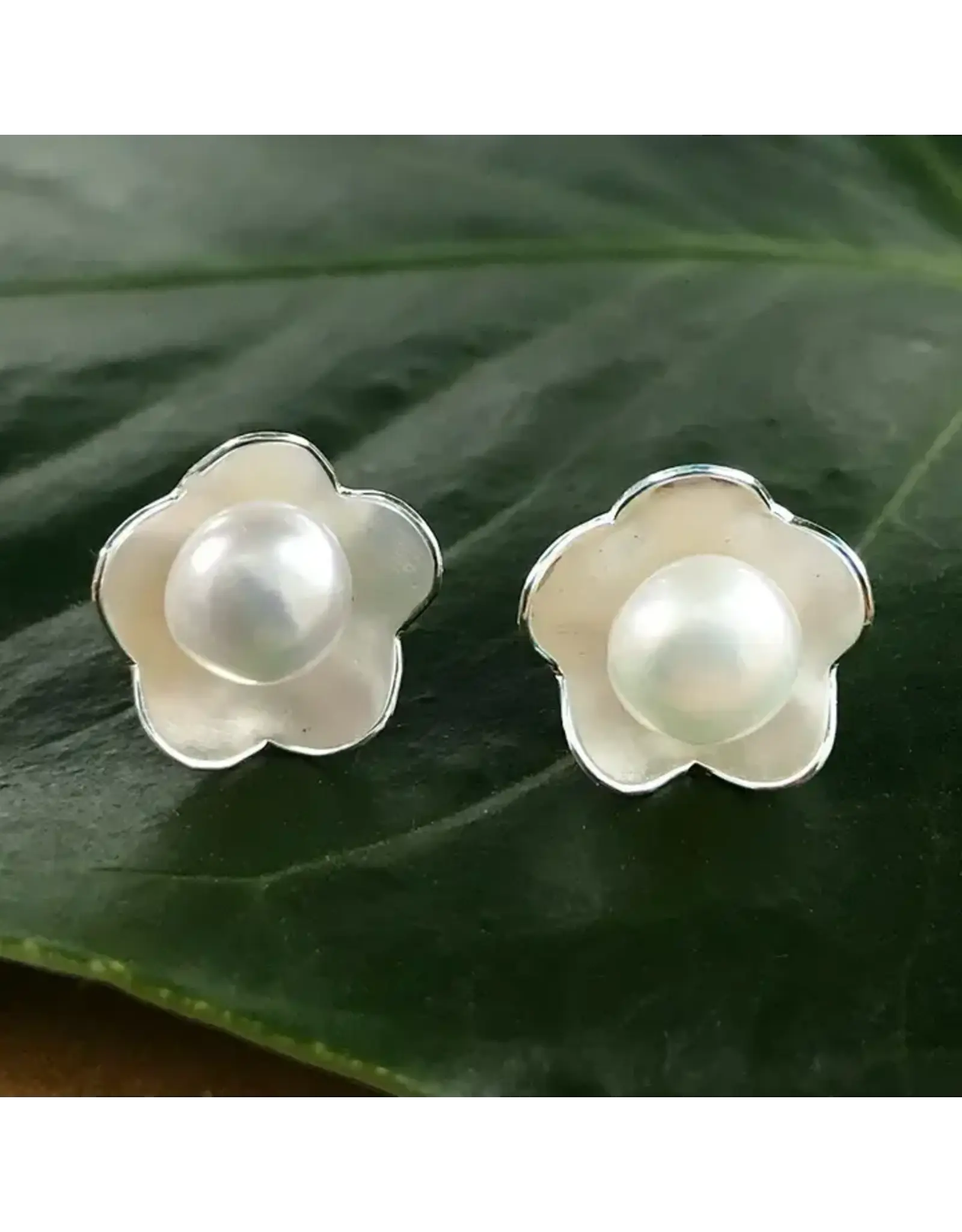 Hidden Pearl Studs Sterling Silver