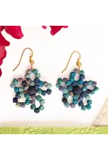 Kantha Fleur Earrings - Azure