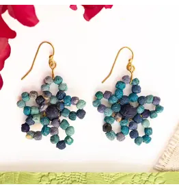 Kantha Fleur Earrings - Azure