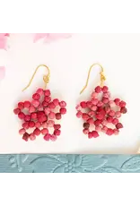 Kantha Fleur Earrings - Cerise