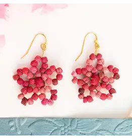 Kantha Fleur Earrings - Cerise