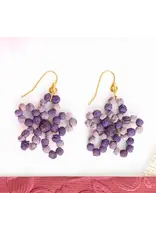 Kantha Fleur Earrings - Plum