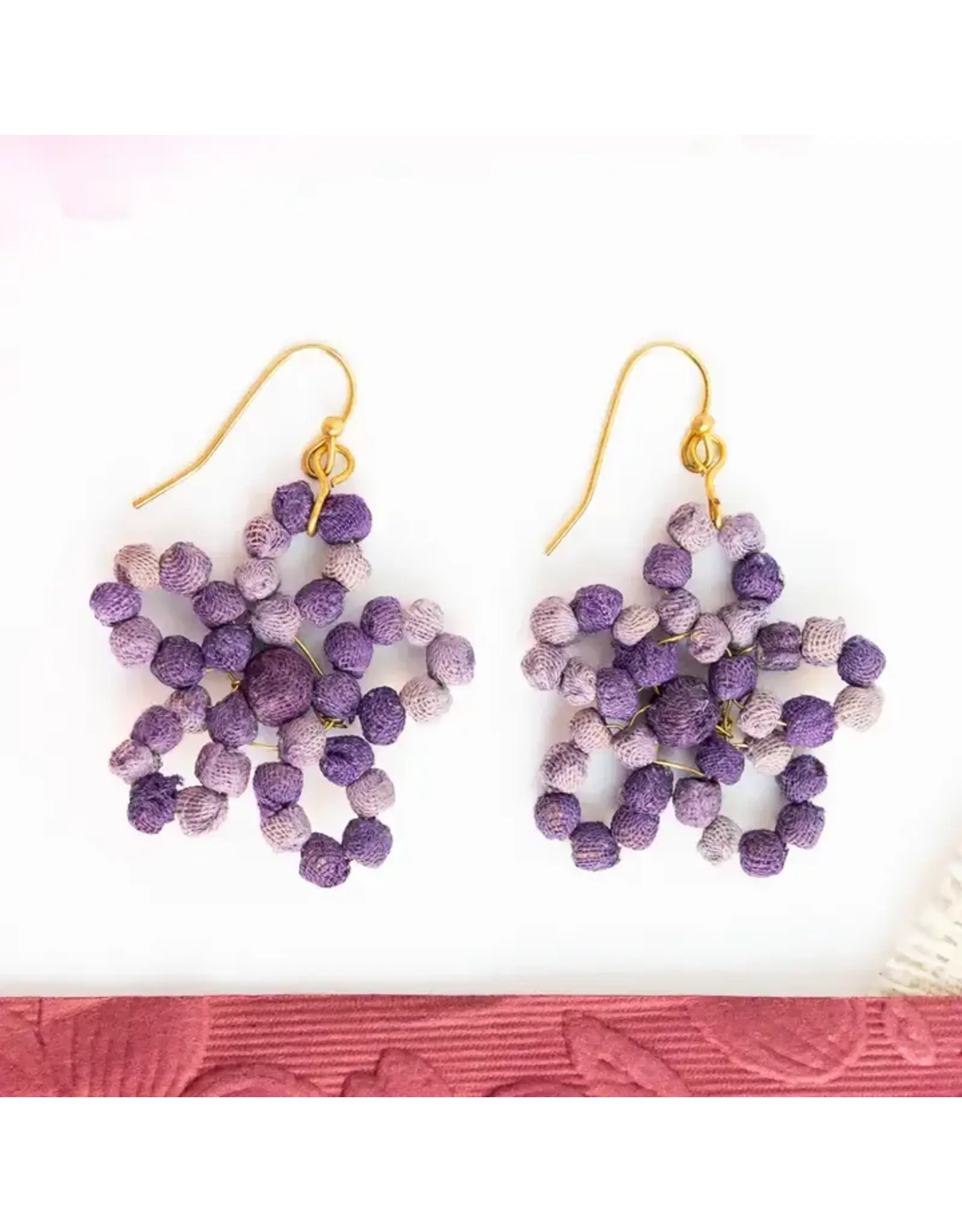 Kantha Fleur Earrings - Plum