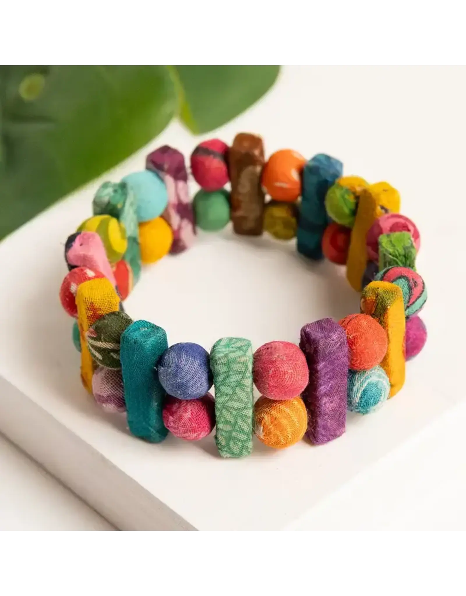 Kantha Stacked Shapes Bracelet