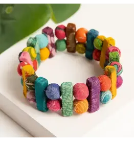 Kantha Stacked Shapes Bracelet