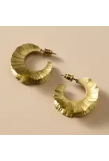 Usha Brass Ruffle Post Earrings, India