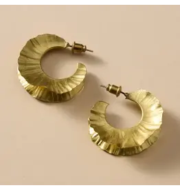 Usha Brass Ruffle Post Earrings, India