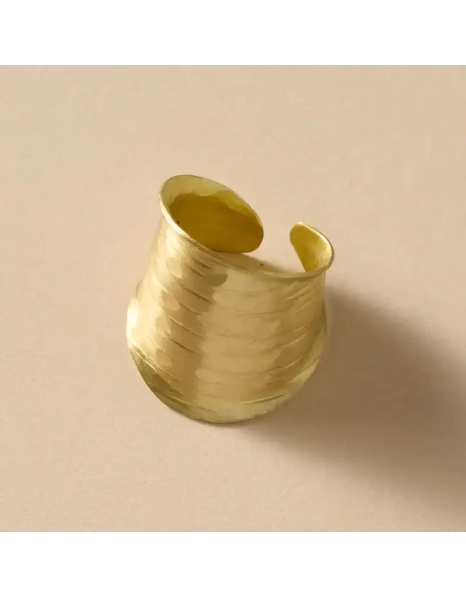 Diva Hammered Brass Cuff Ring, India