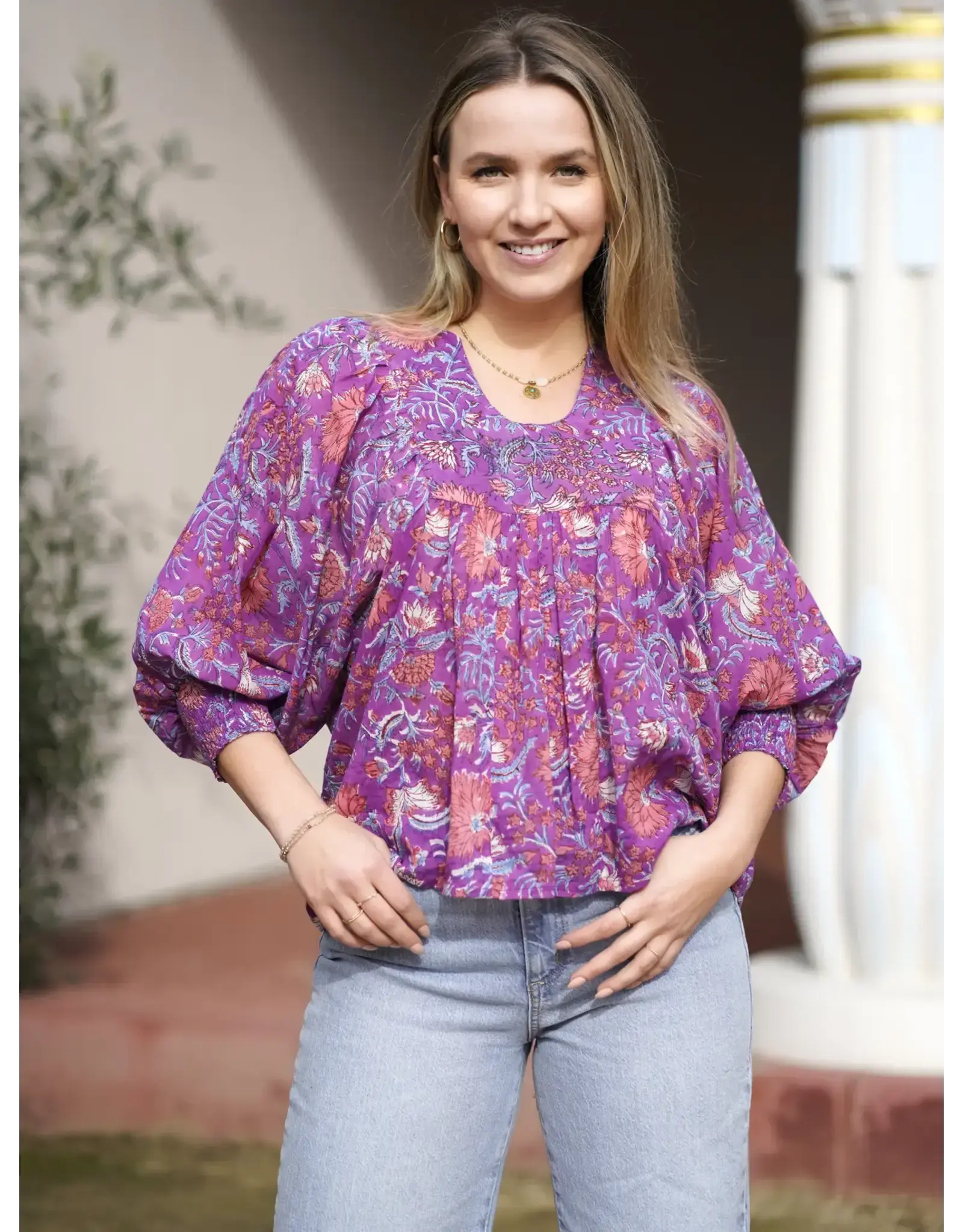 Premium Cotton Anjou Top O/S  Purple