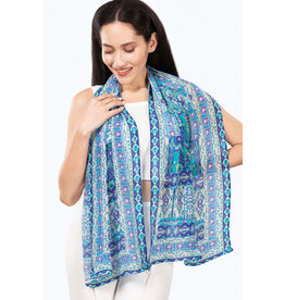 Dayita Scarves  Navy & Turquoise Mosaic, India