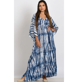 Shibori Caftan Indigo, One Size - India