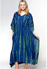 Shibori Caftan,  Navy & Green, India