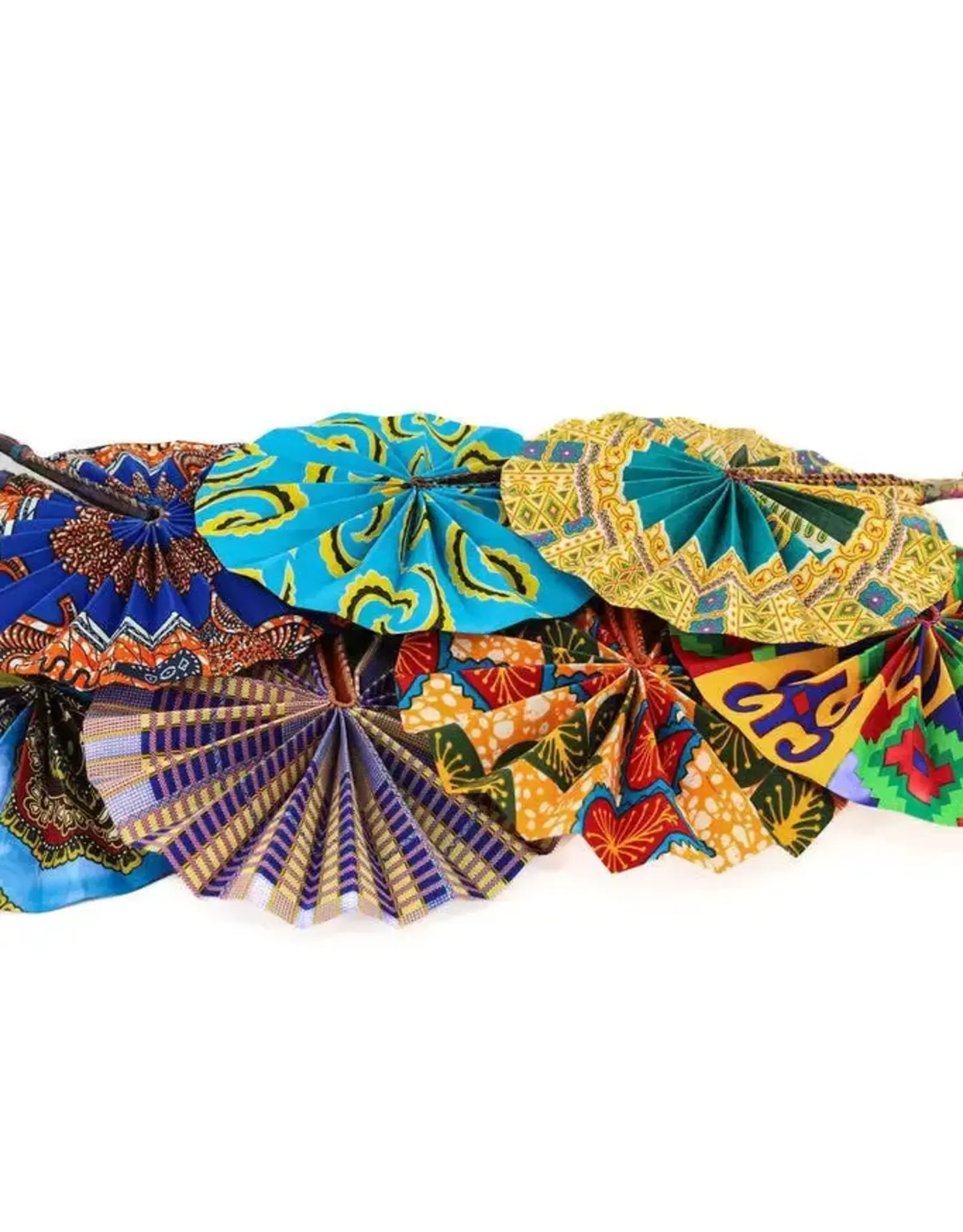 Handheld Fabric Folding Fans, Assorted, Ghana