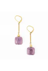 Stone Drop Earrings, Lepidolite