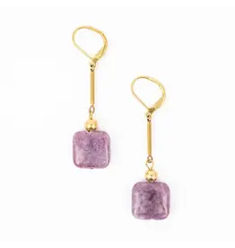 Stone Drop Earrings, Lepidolite