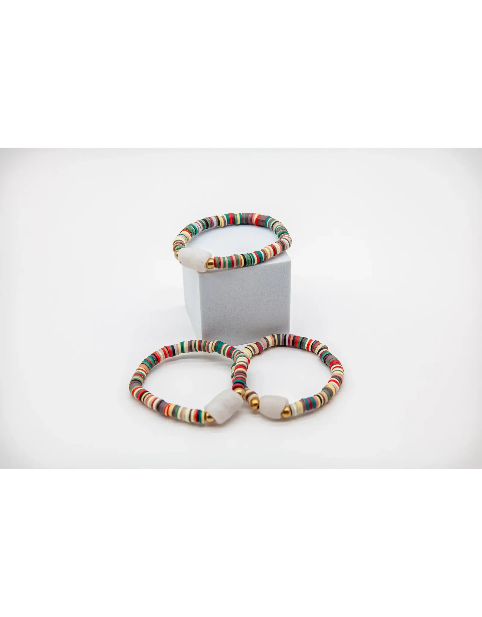 Fall Vibe Bracelet | Heishi Beads & Recycled Glass Beads