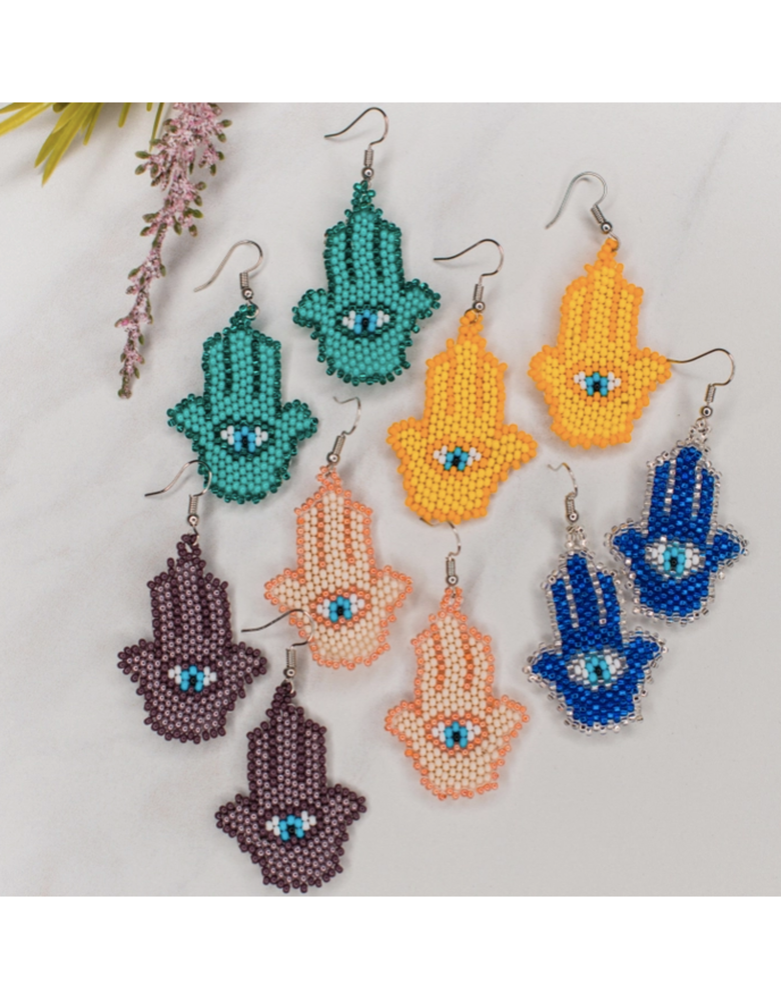 Hamsa Beaded Earrings, Guatemala