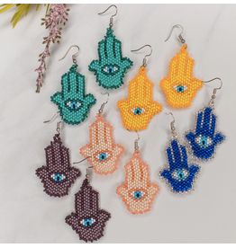 Hamsa Beaded Earrings, Guatemala