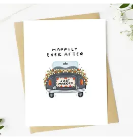 "Happily Ever After" Just Married Wedding Card
