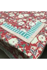Camelia Red( Plum), Handblock Printed Table Cloth, Various Sizes