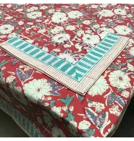 Camelia Red( Plum), Handblock Printed Table Cloth, Various Sizes