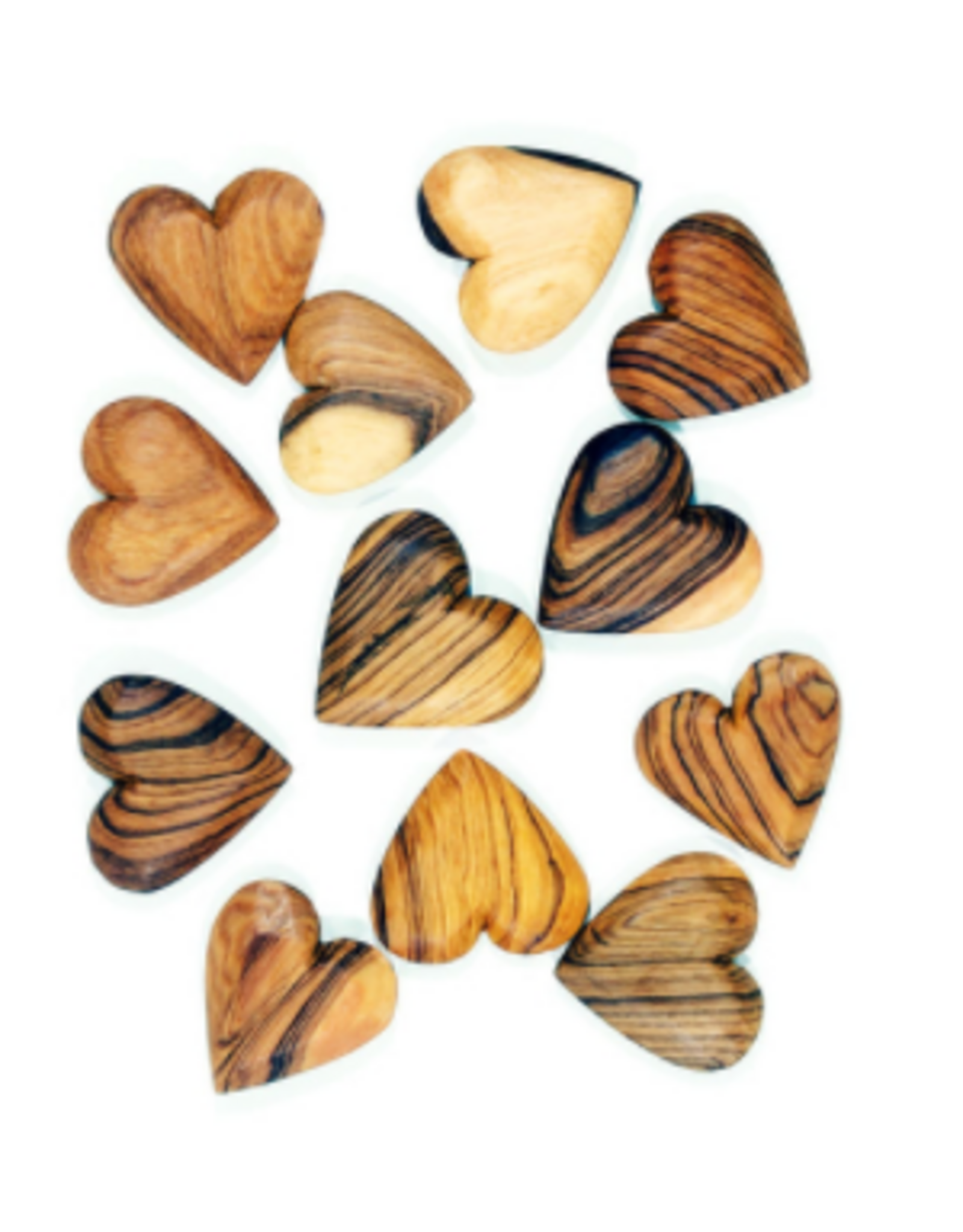 Flat Olive Wood Hearts, Kenya