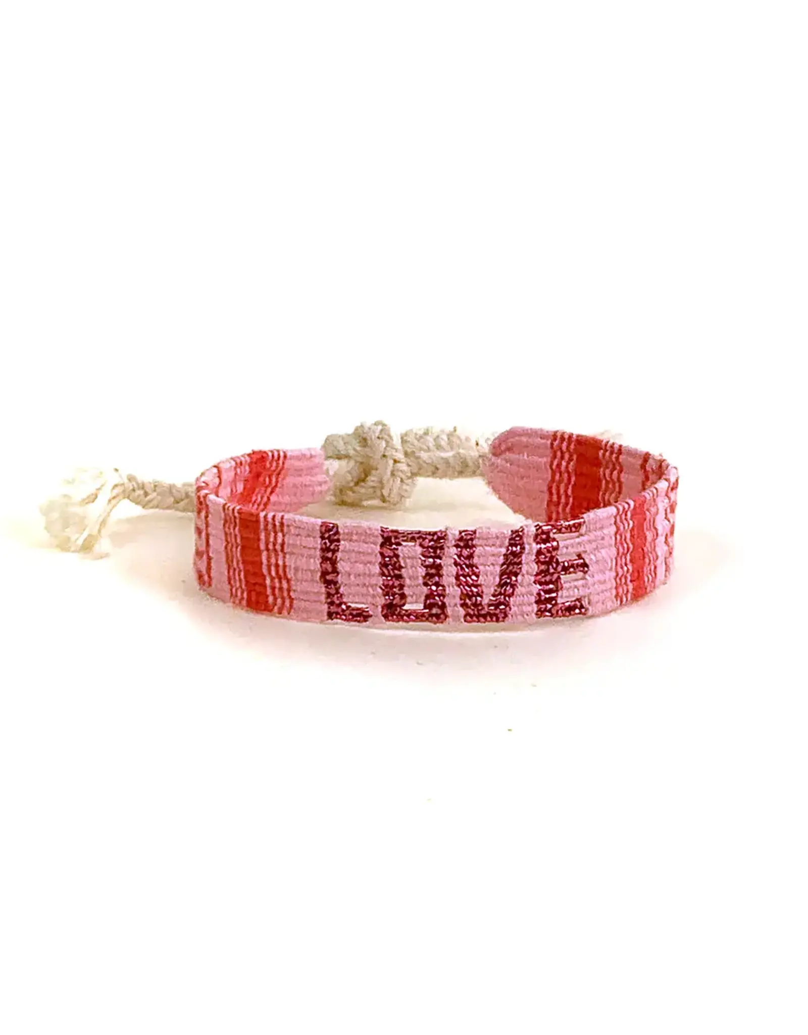 Sparkle LOVE Friendship Bracelet in (pink or blue), Guatemala