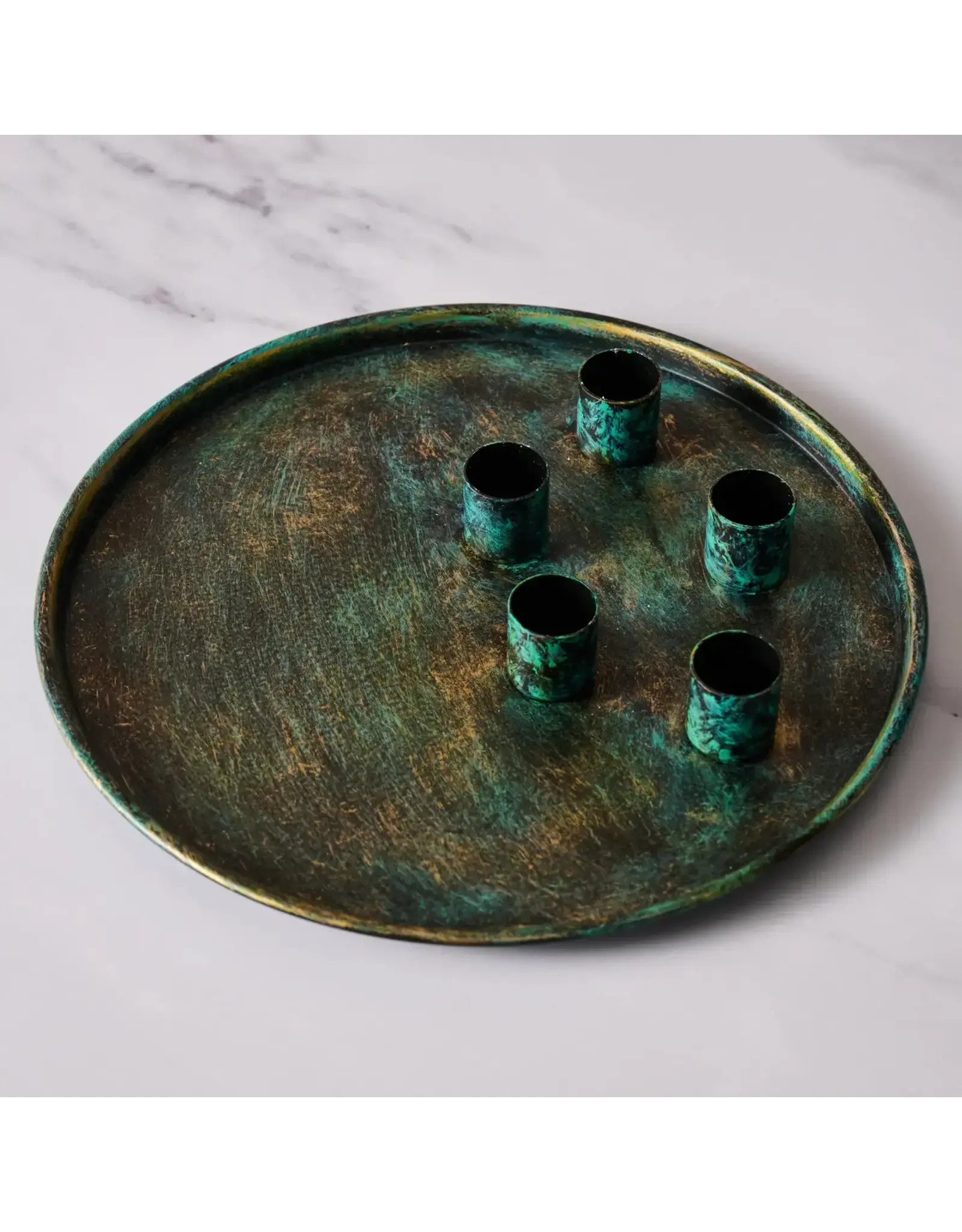 Mashal Iron Taper Candle Holder Plate, India