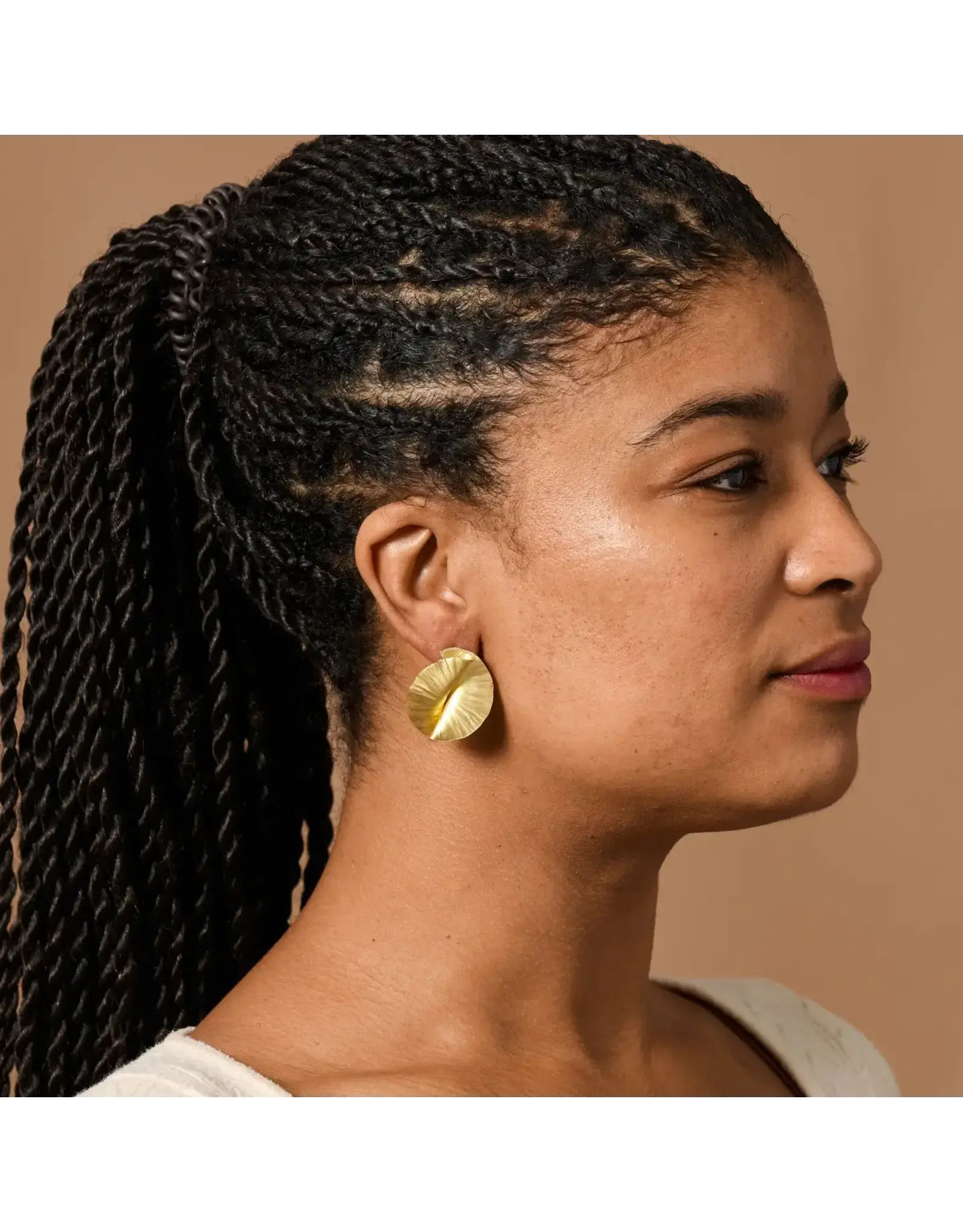 Kiran Crumpled Spiral Post Earrings, India