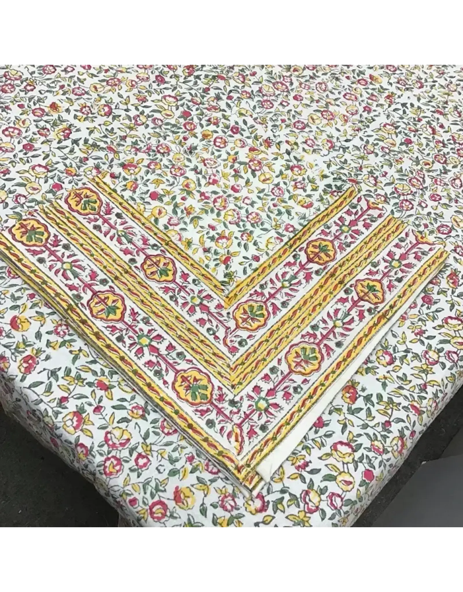 Tablecloth 60X90 Cornwall Yellow/Pink, India