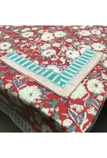 Camelia Red( Plum), Handblock Printed Table Cloth, Various Sizes